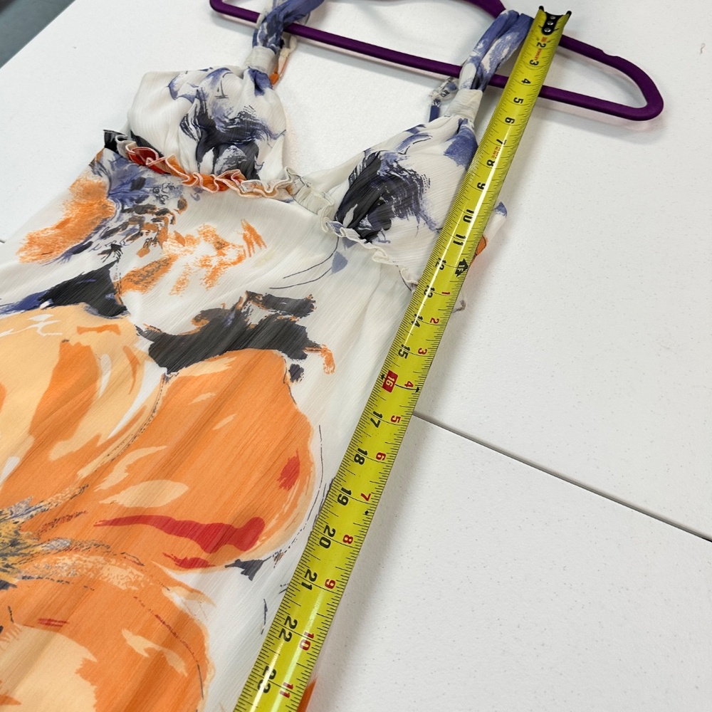 BCBGeneration Floral Maxi Summer Dress Size 2 White Orange - Picture 13 of 15